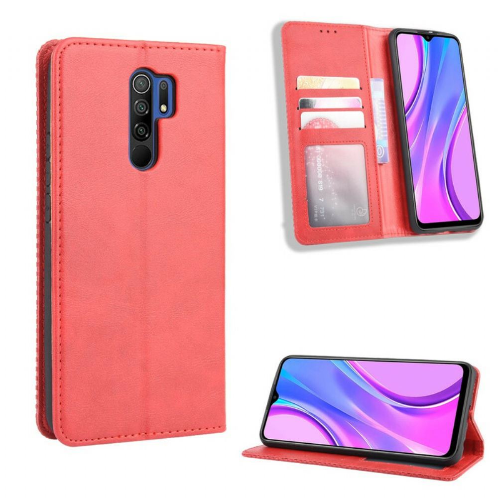 Kryty Na Mobil Na Xiaomi Redmi 9 Flipové Pouzdro Stylizovaný Vintage Kožený Efekt