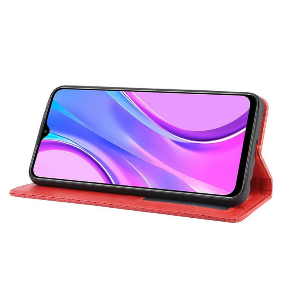 Kryty Na Mobil Na Xiaomi Redmi 9 Flipové Pouzdro Stylizovaný Vintage Kožený Efekt