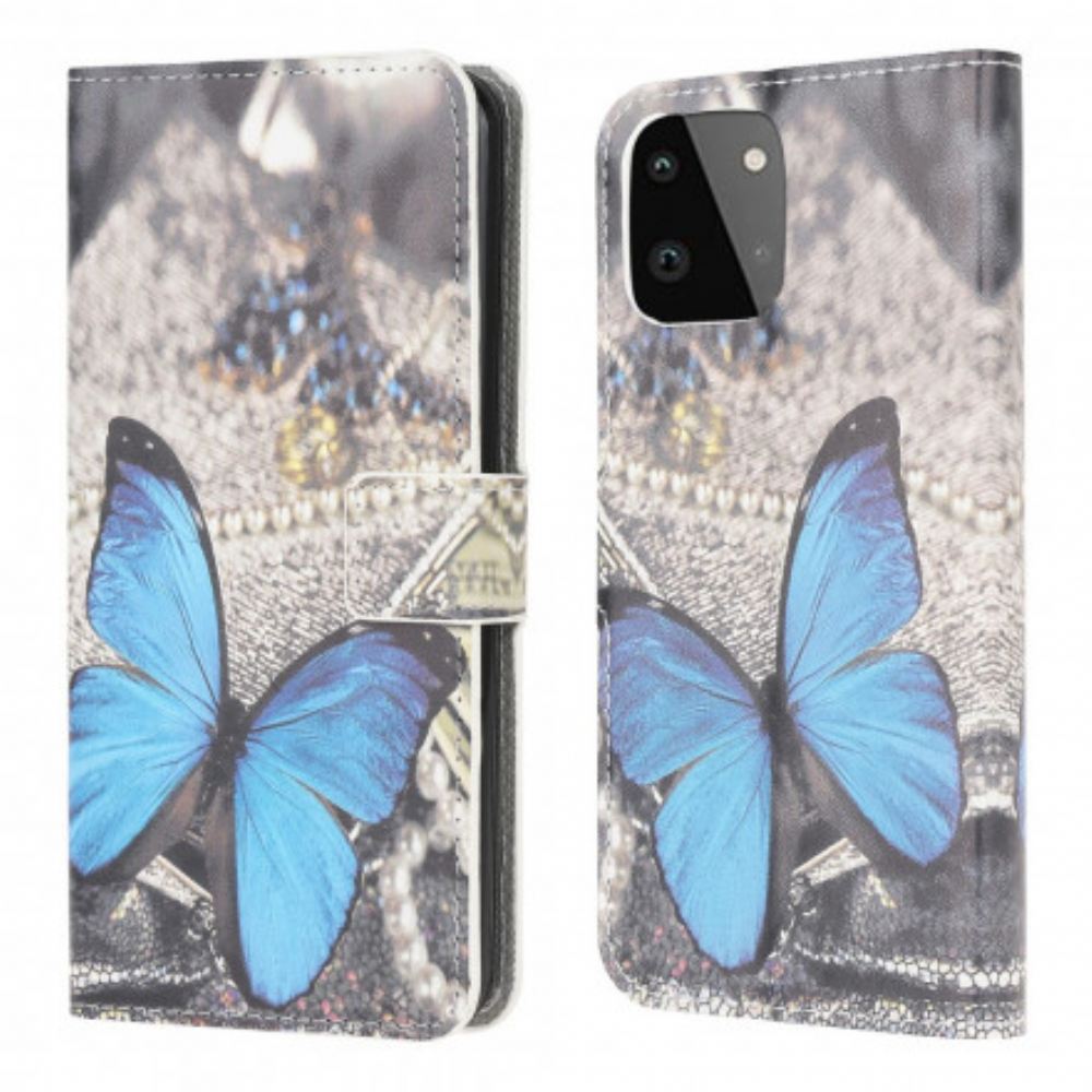 Flipové Pouzdro Na Samsung Galaxy A22 5G Blue Prestige Butterfly