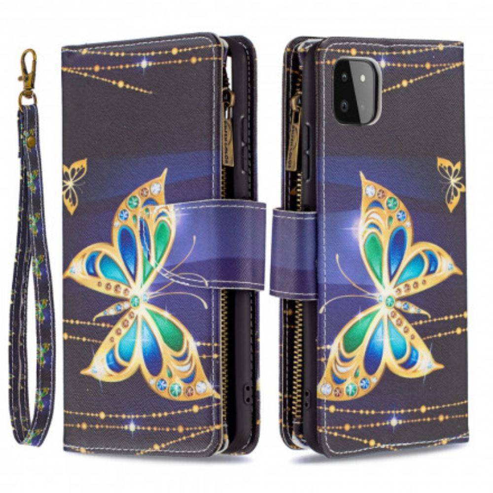 Flipové Pouzdro Na Samsung Galaxy A22 5G Butterflies Art Pouzdro Na Zip