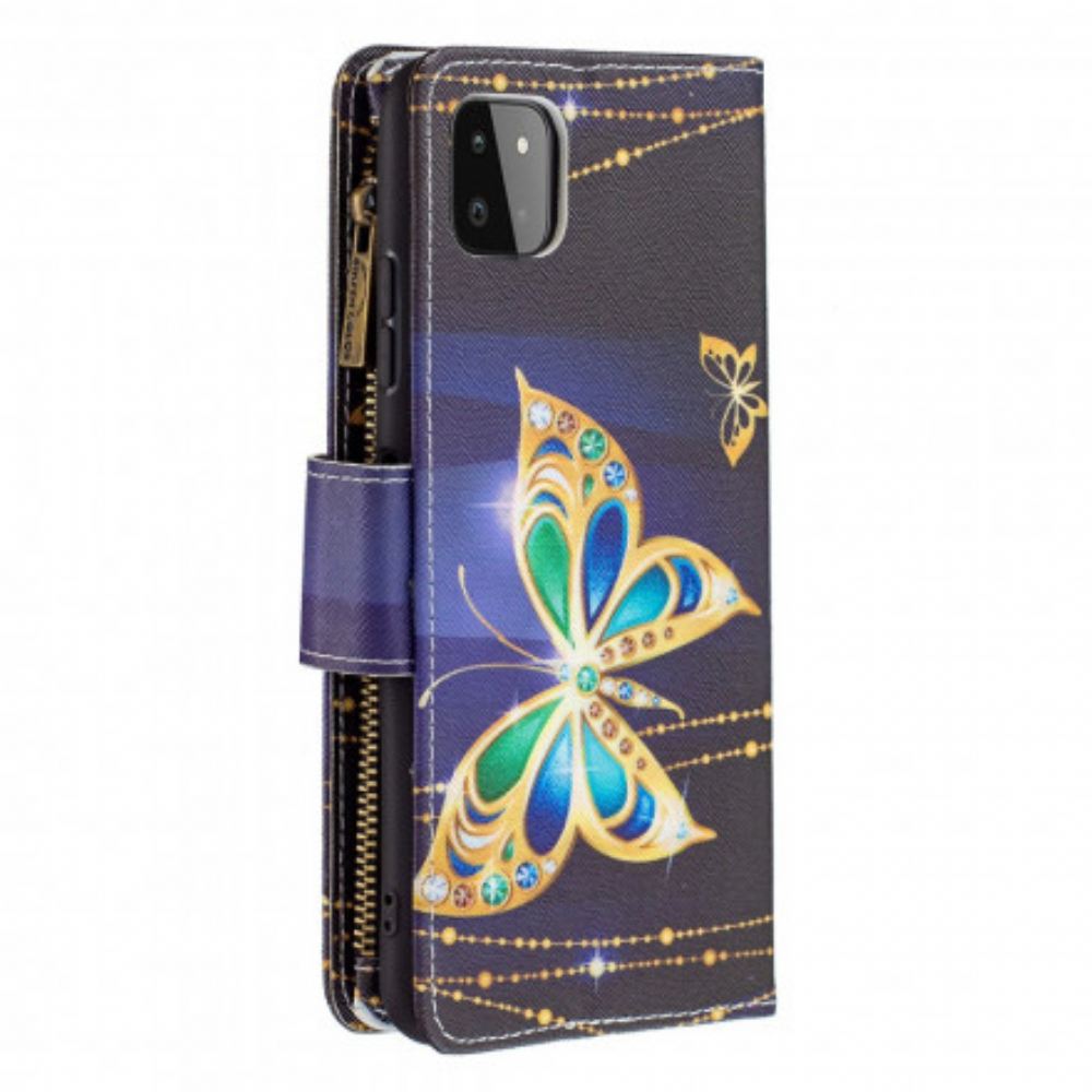 Flipové Pouzdro Na Samsung Galaxy A22 5G Butterflies Art Pouzdro Na Zip