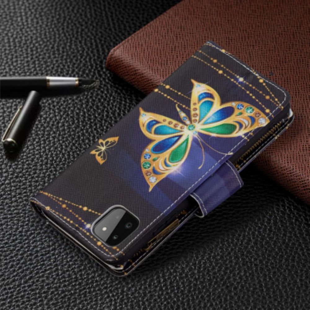 Flipové Pouzdro Na Samsung Galaxy A22 5G Butterflies Art Pouzdro Na Zip