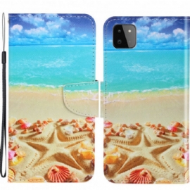 Flipové Pouzdro Na Samsung Galaxy A22 5G Na Lana Strappy Beach