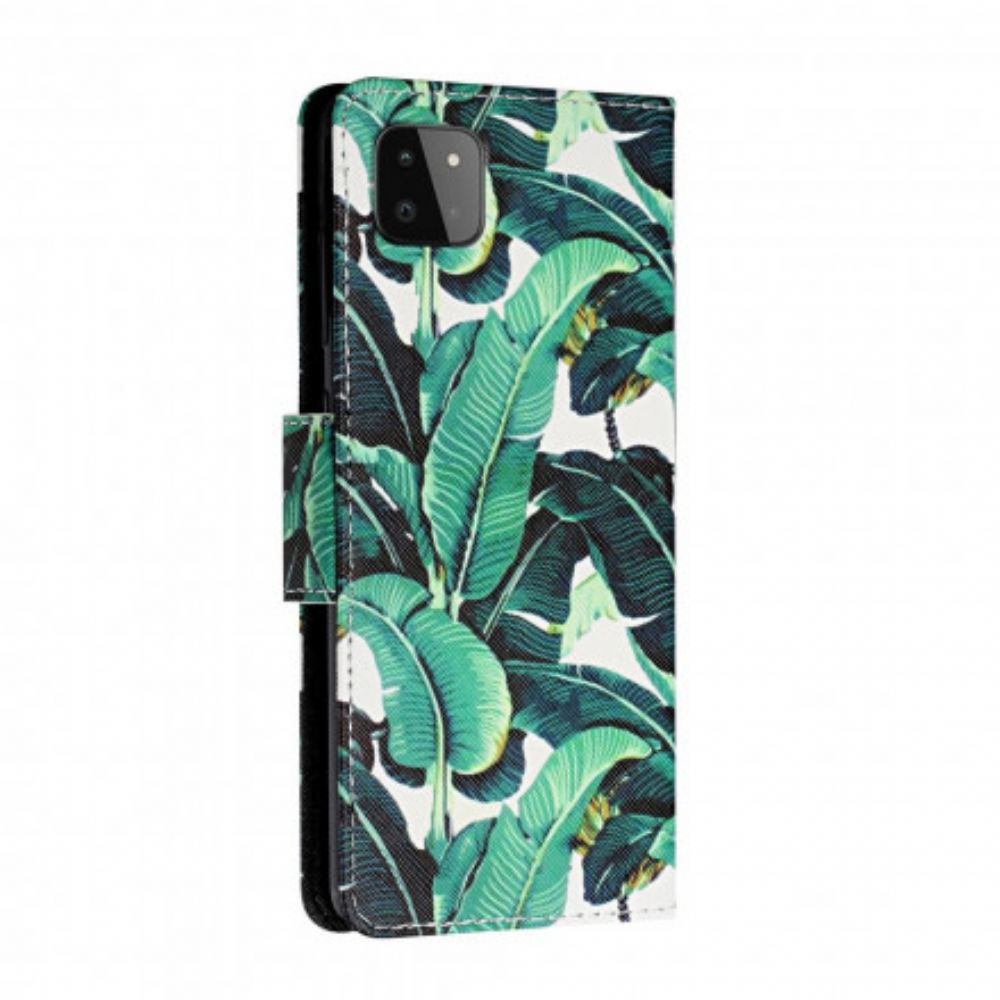 Flipové Pouzdro Na Samsung Galaxy A22 5G Na Lana Strappy Tropical Leaves