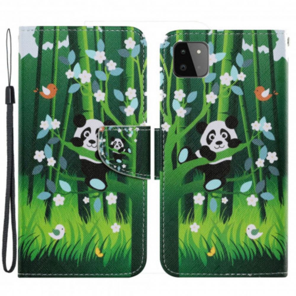 Flipové Pouzdro Na Samsung Galaxy A22 5G Panda Procházka