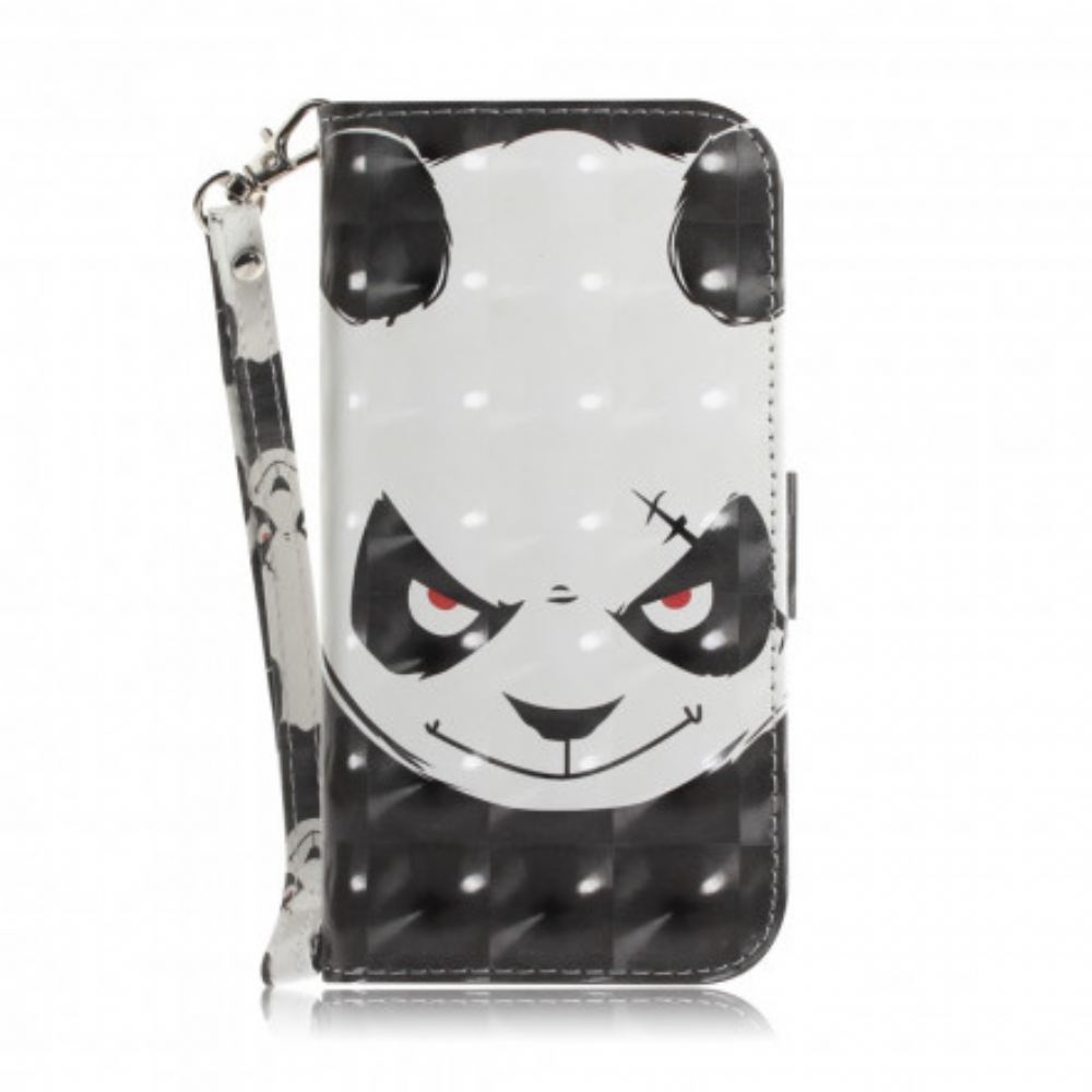 Flipové Pouzdro Na Moto G9 Play Na Lana Rozzlobená Panda S Popruhem