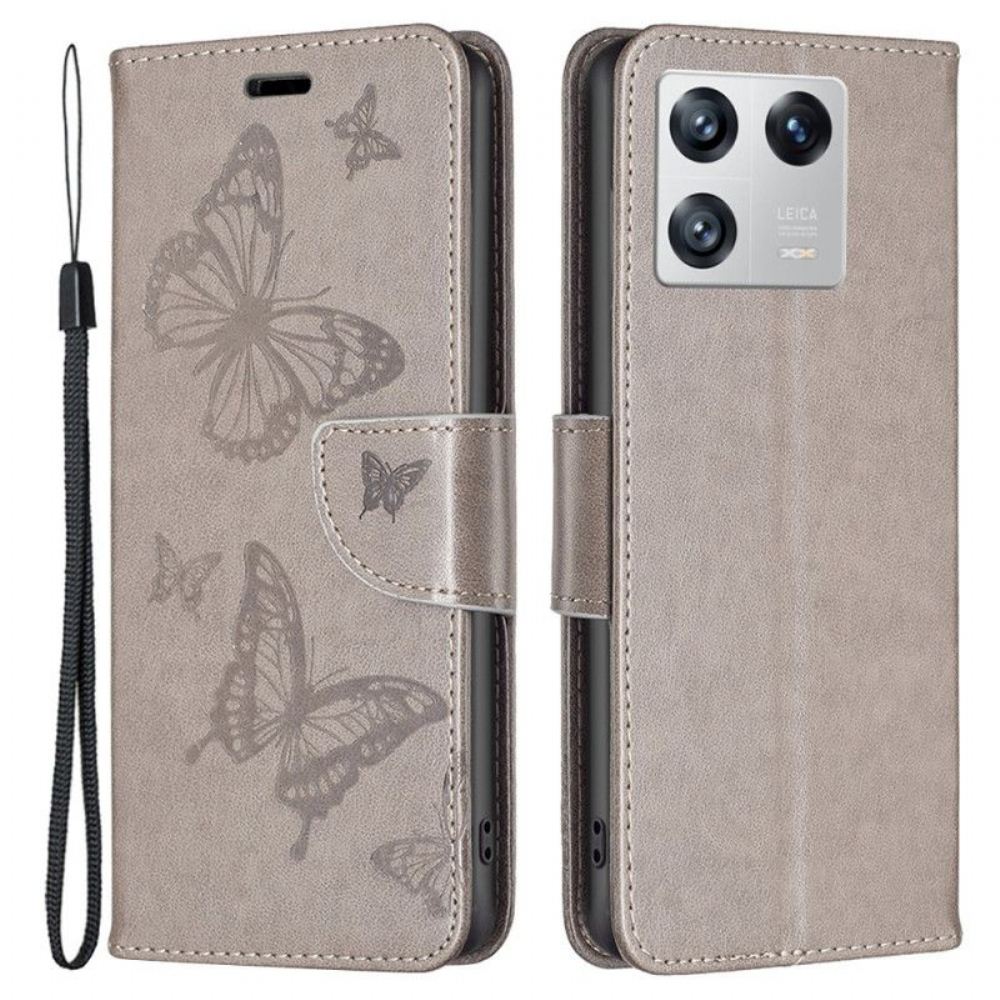 Flipové Pouzdro Na Xiaomi 13 Na Lana Butterflies Printed Strappy