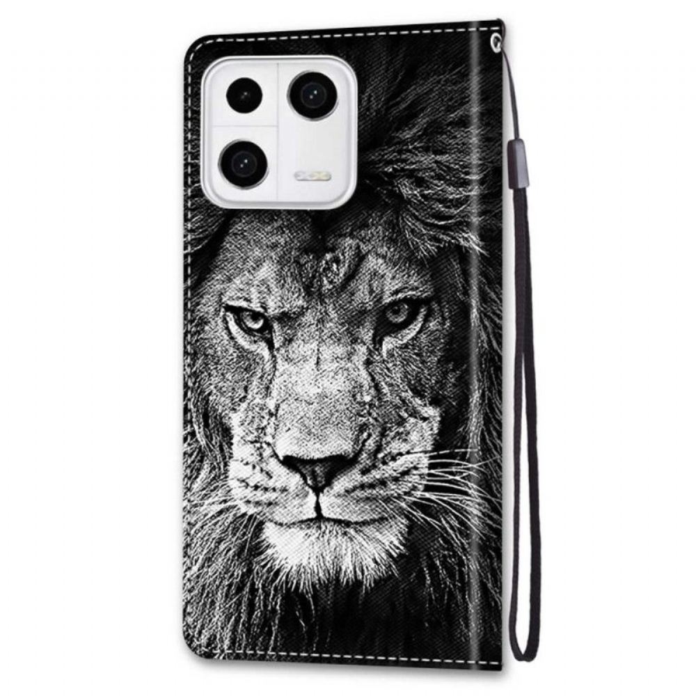 Flipové Pouzdro Na Xiaomi 13 Na Lana Lanyard Lion