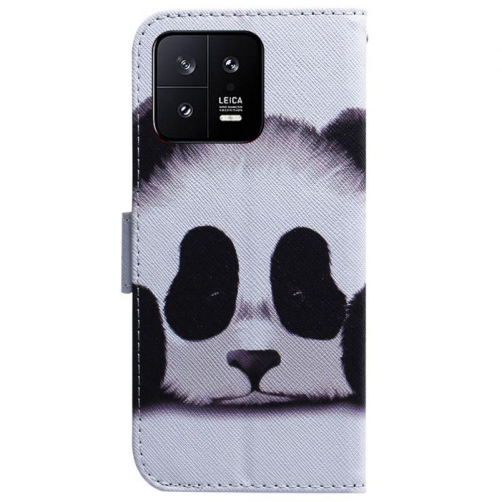 Kožené Pouzdro Na Xiaomi 13 Na Lana Strappy Panda