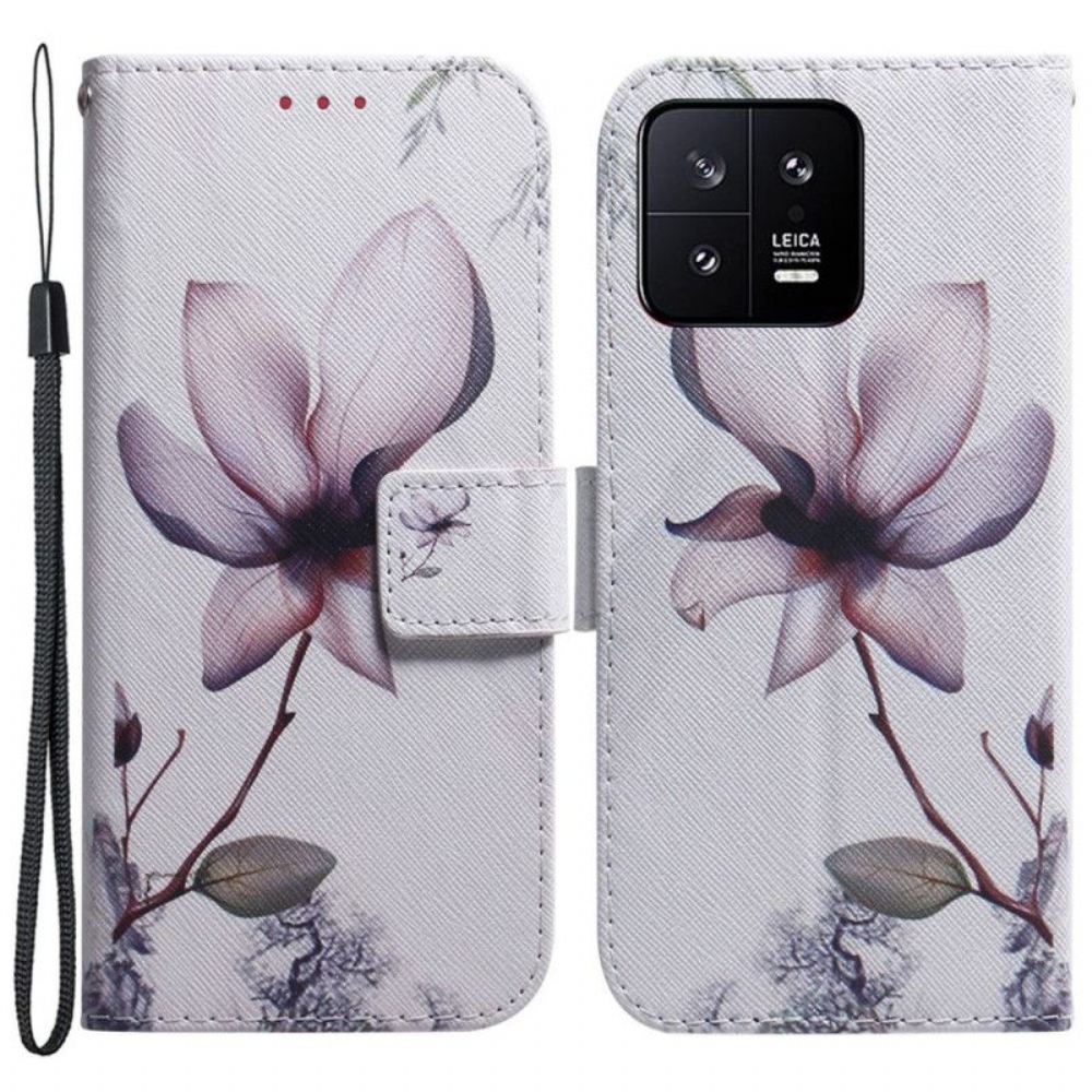 Kožené Pouzdro Na Xiaomi 13 Na Lana Strappy Rose Flower