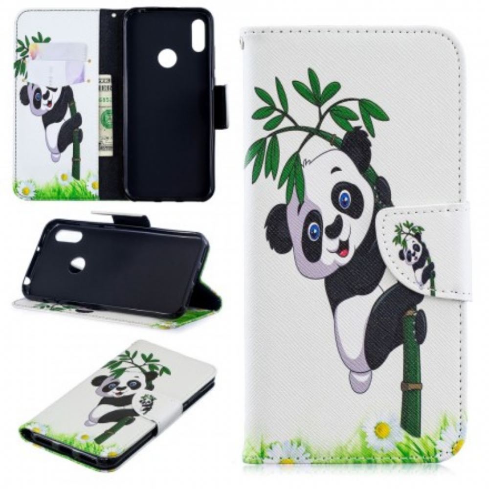 Kožené Pouzdro Na Huawei Y6 2019 / Honor 8A Panda Na Bambusu