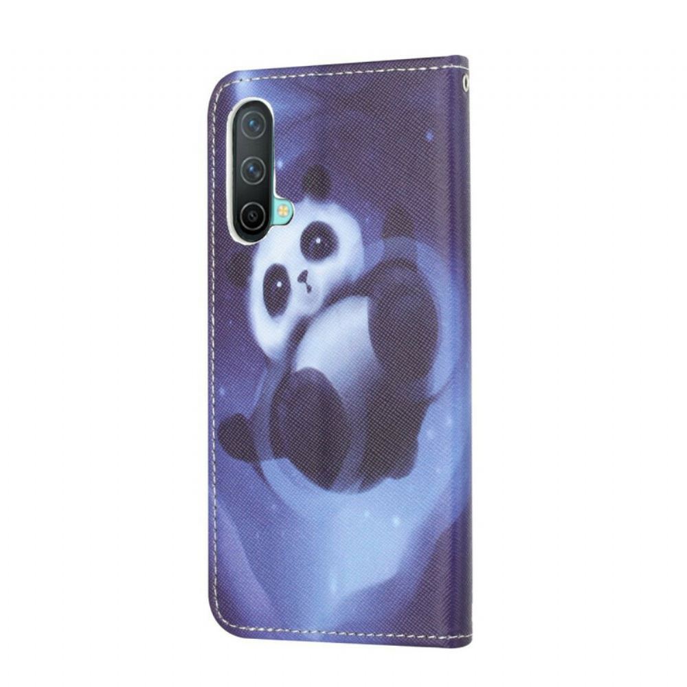 Kožené Pouzdro Na OnePlus Nord CE 5G Na Lana Panda Space Popruh