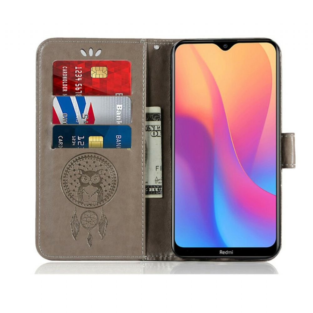 Flipové Pouzdro Na Xiaomi Redmi 8A Sova Lapač Snů S Koženým Efektem