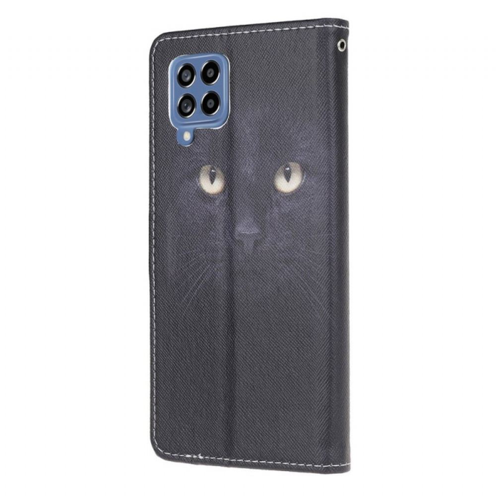 Flipové Pouzdro Na Samsung Galaxy M53 5G Na Lana Strappy Cat Eyes