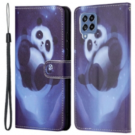 Flipové Pouzdro Na Samsung Galaxy M53 5G Na Lana Vesmírná Panda S Lanyardem