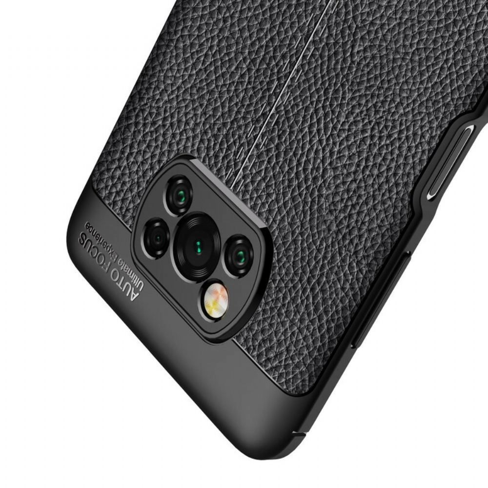 Kryt Na Poco X3 / X3 Pro / X3 NFC Efekt Kůže Litchi S Dvojitou Linií