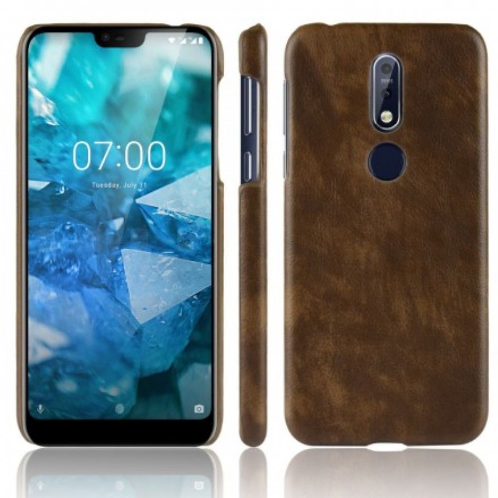 Kryt Na Nokia 7.1 Kožený Efekt Litchi