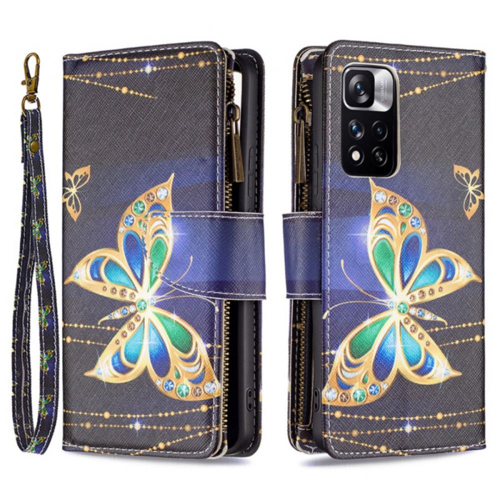 Flipové Pouzdro Na Xiaomi Redmi Note 11 Pro Plus 5G Kapsa Na Zip Royal Butterfly