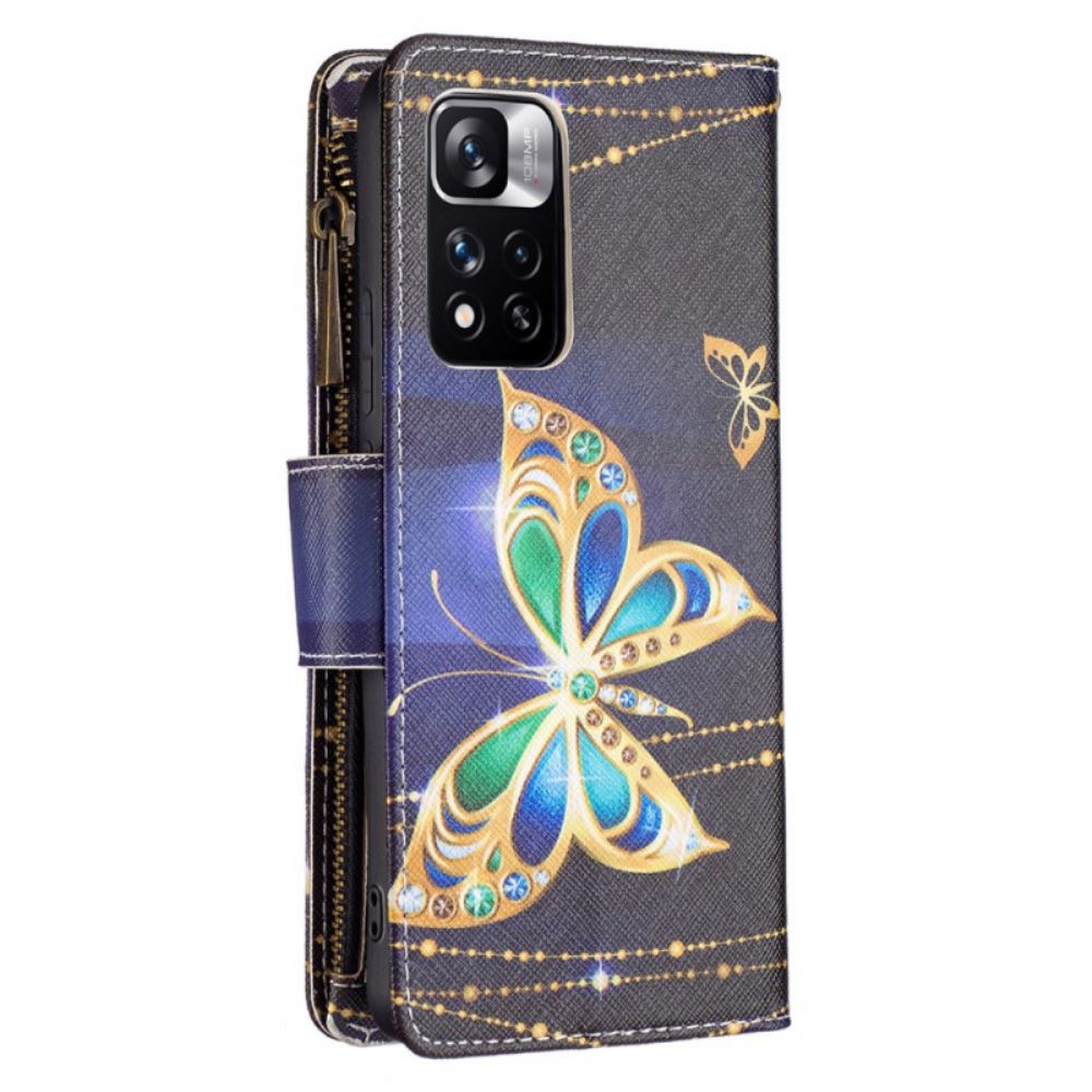 Flipové Pouzdro Na Xiaomi Redmi Note 11 Pro Plus 5G Kapsa Na Zip Royal Butterfly