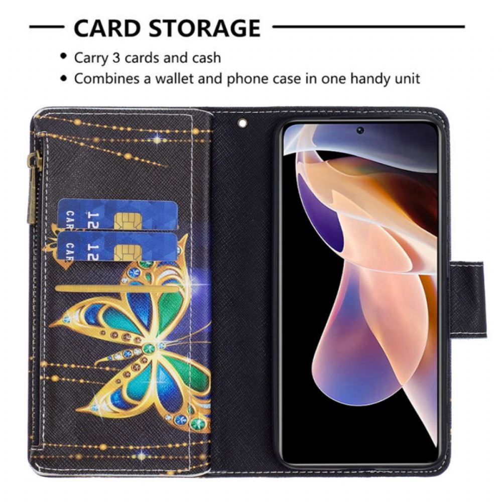 Flipové Pouzdro Na Xiaomi Redmi Note 11 Pro Plus 5G Kapsa Na Zip Royal Butterfly