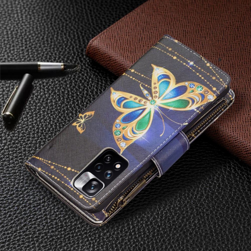 Flipové Pouzdro Na Xiaomi Redmi Note 11 Pro Plus 5G Kapsa Na Zip Royal Butterfly