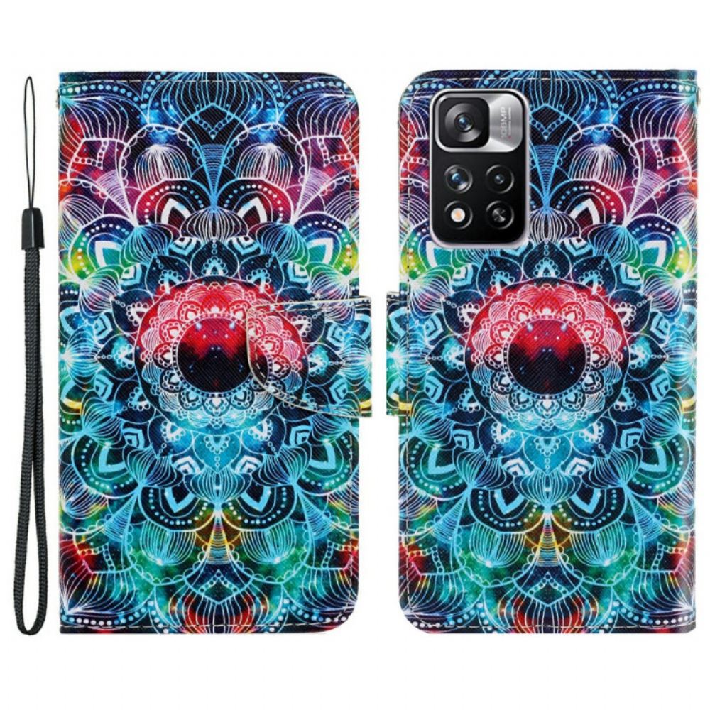 Flipové Pouzdro Na Xiaomi Redmi Note 11 Pro Plus 5G Na Lana Okázalá Mandala S Popruhem