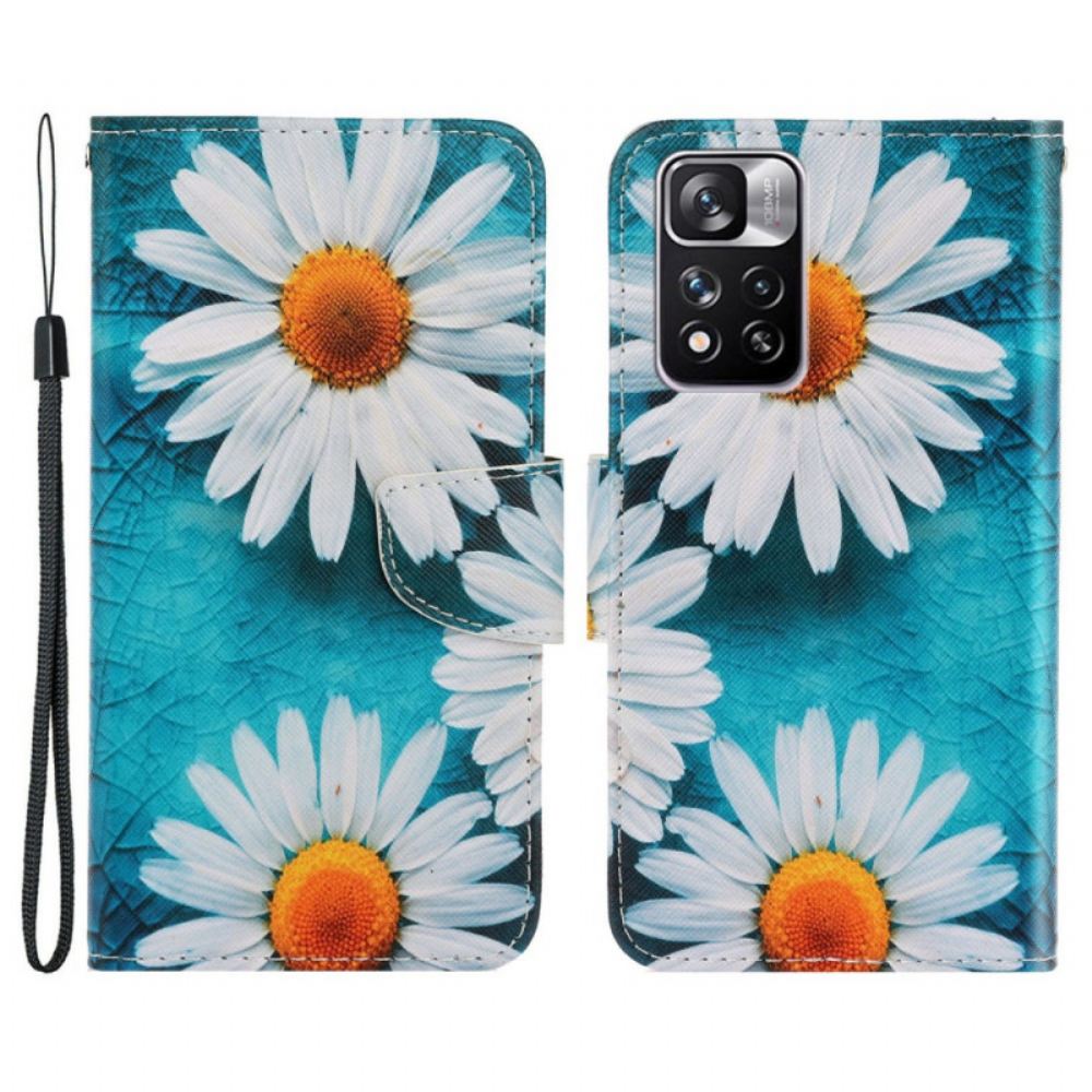 Flipové Pouzdro Na Xiaomi Redmi Note 11 Pro Plus 5G Na Lana Strappy Daisies