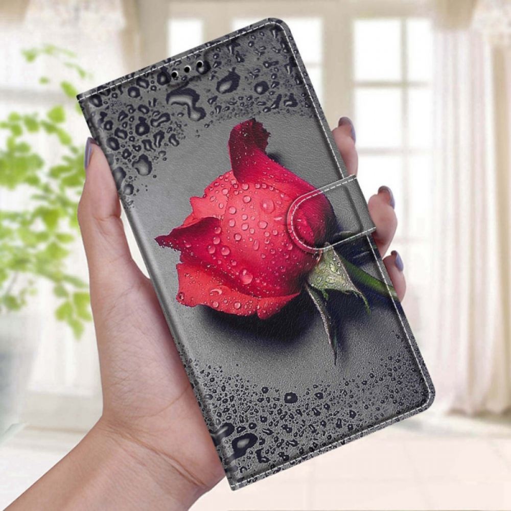 Kožené Pouzdro Na Xiaomi Redmi Note 11 Pro Plus 5G Růže S Řemínkem