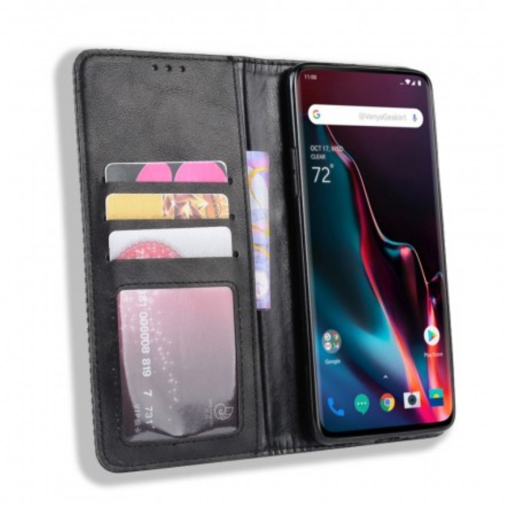 Kryty Na Mobil Na OnePlus 7 Pro Flipové Pouzdro Stylizovaný Vintage Kožený Efekt