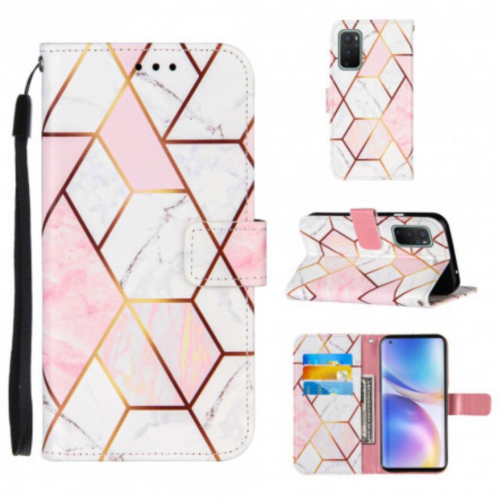 Flipové Pouzdro Na OnePlus 9 Pro Na Lana Pruhovaný Geometrický Mramor