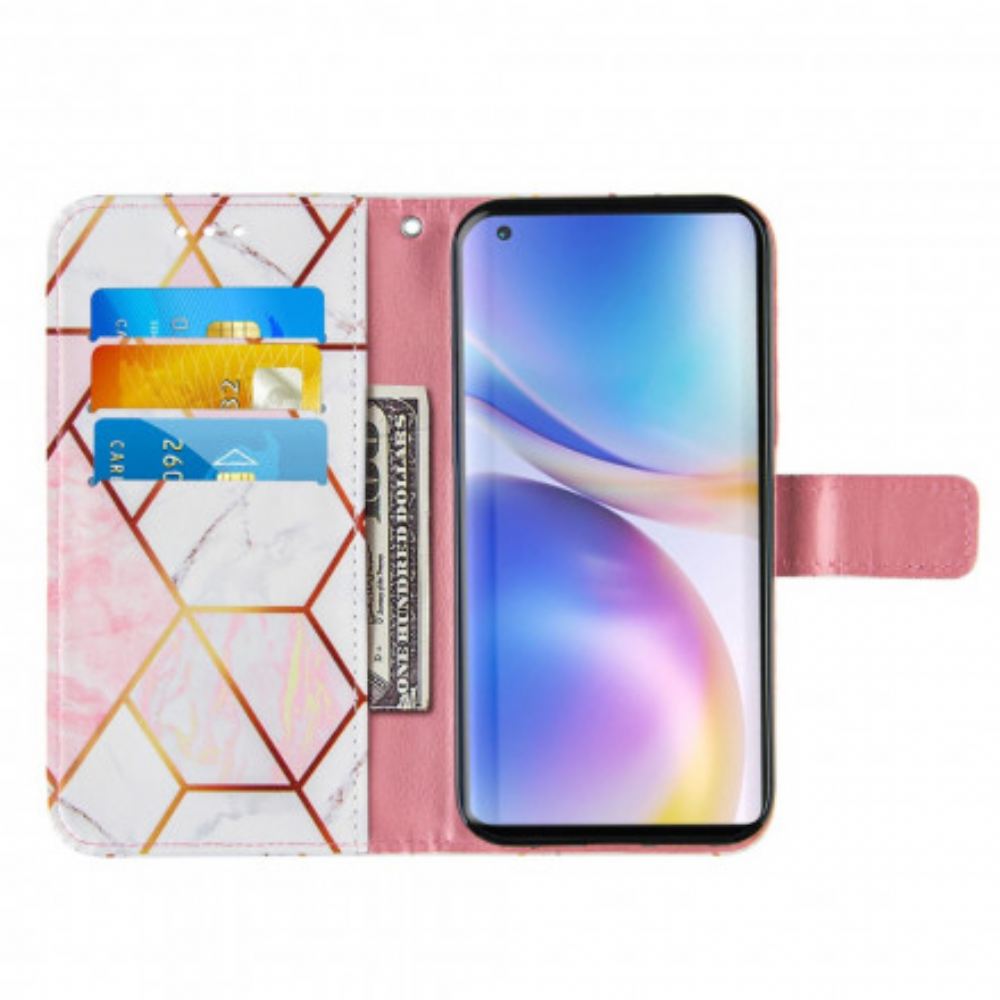 Flipové Pouzdro Na OnePlus 9 Pro Na Lana Pruhovaný Geometrický Mramor