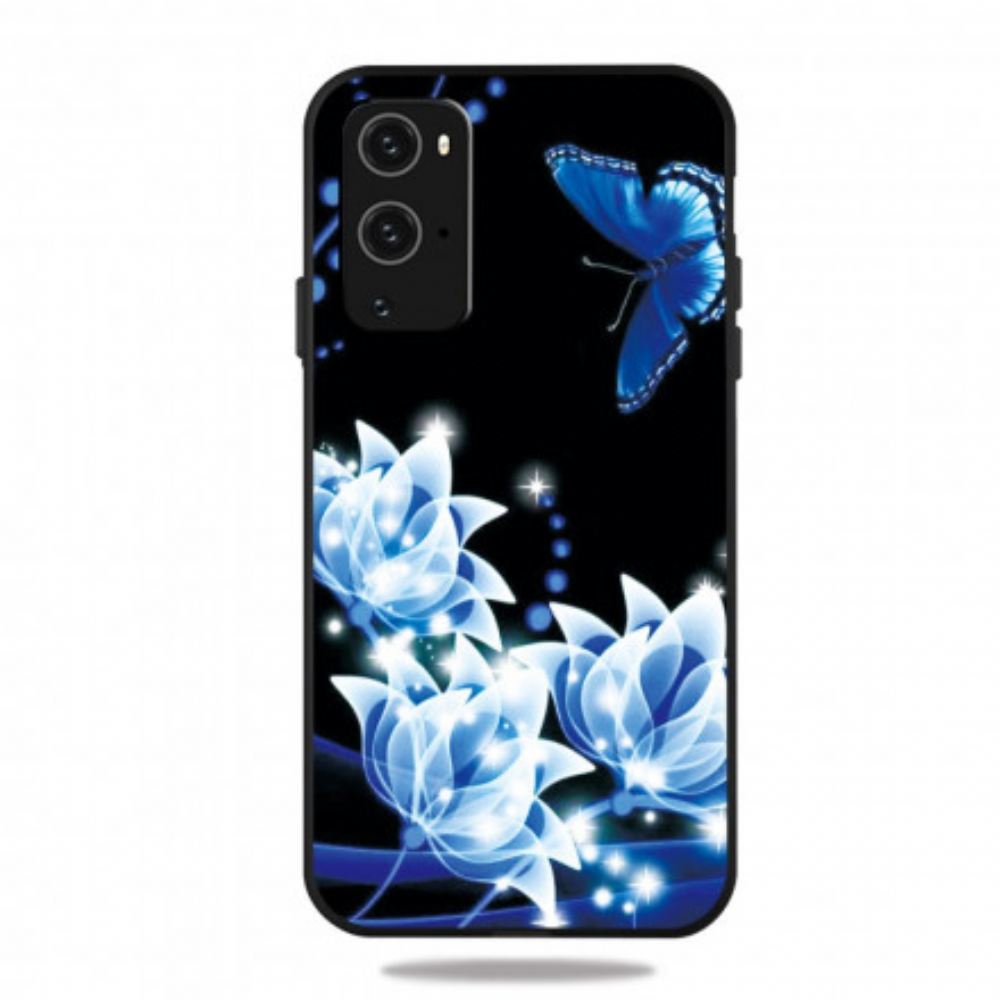 Kryt Na OnePlus 9 Pro Motýl A Modré Květiny