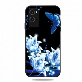 Kryt Na OnePlus 9 Pro Motýl A Modré Květiny