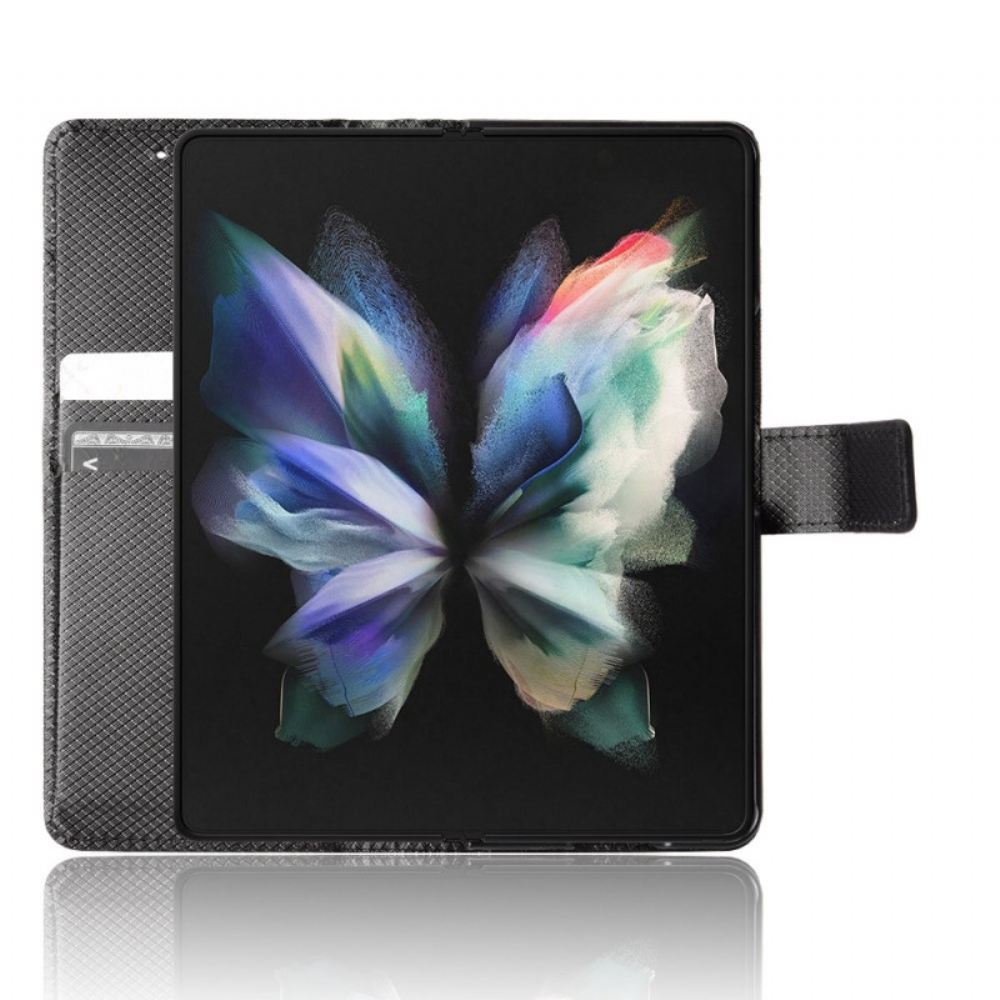 Flipové Pouzdro Na Samsung Galaxy Z Fold 4 Na Lana Diamantový Řemínek