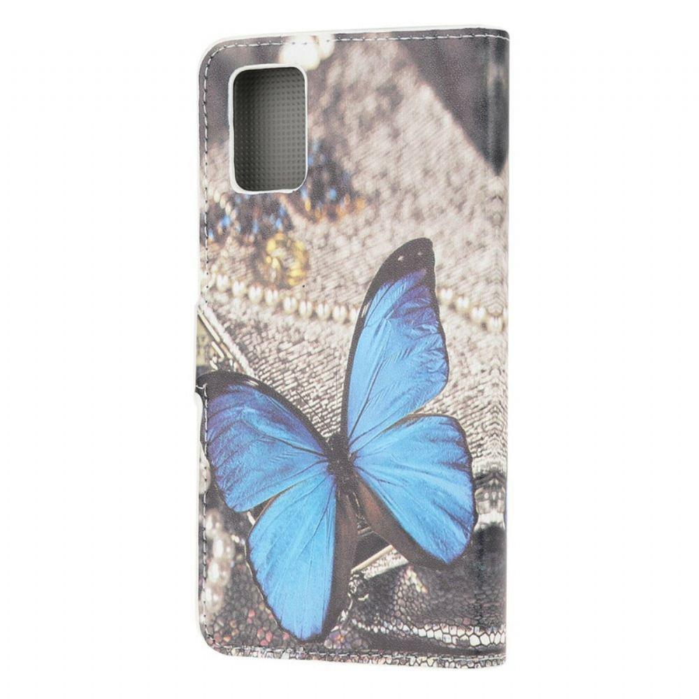 Kožené Pouzdro Na Samsung Galaxy A41 Blue Prestige Butterfly