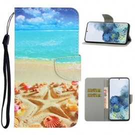 Flipové Pouzdro Na Samsung Galaxy S21 5G Na Lana Strappy Beach