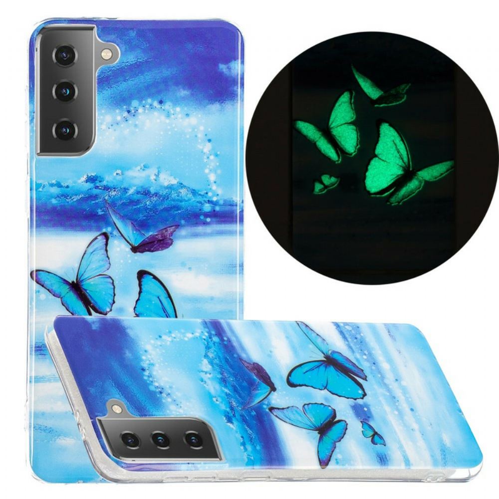 Kryt Na Samsung Galaxy S21 5G Řada Fluorescenčních Motýlů