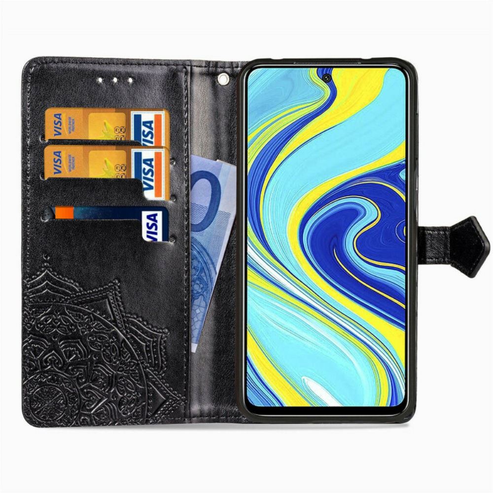 Kožené Pouzdro Na Xiaomi Redmi Note 9S / Note 9 Pro Středověká Mandala