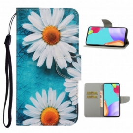 Kožené Pouzdro Na Samsung Galaxy A52 4G / A52 5G / A52s 5G Na Lana Strappy Daisies