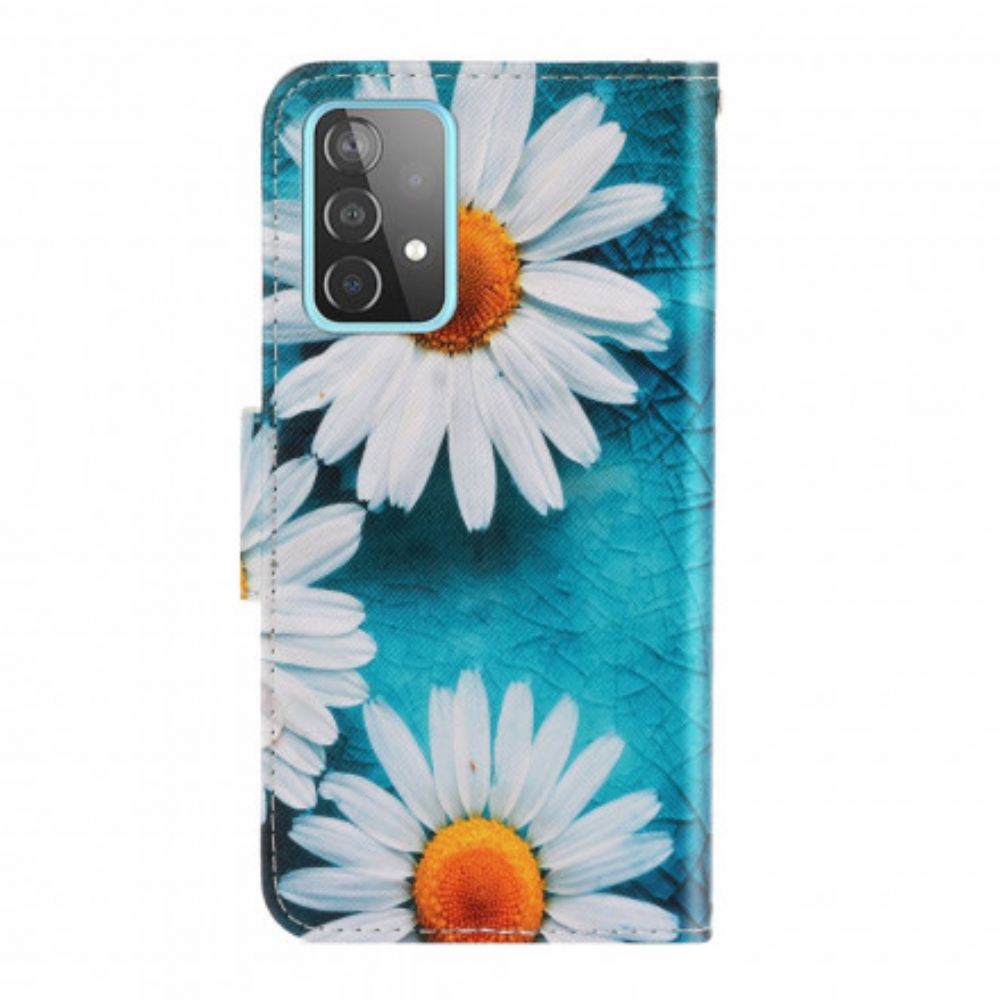 Kožené Pouzdro Na Samsung Galaxy A52 4G / A52 5G / A52s 5G Na Lana Strappy Daisies