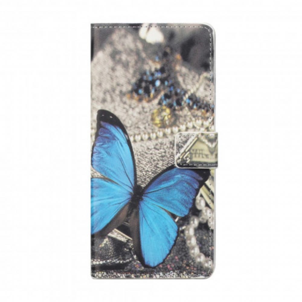 Kožené Pouzdro Na Samsung Galaxy A32 4G Blue Prestige Butterfly