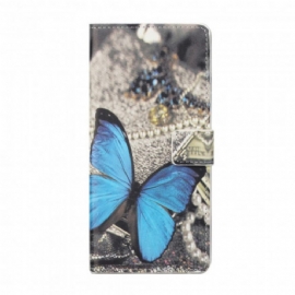 Kožené Pouzdro Na Samsung Galaxy A32 4G Blue Prestige Butterfly