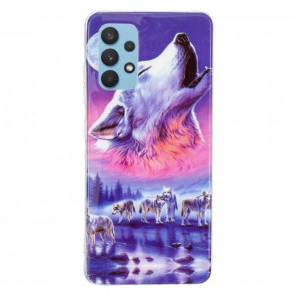 Kryt Na Samsung Galaxy A32 4G Fluorescentní Série Wolf