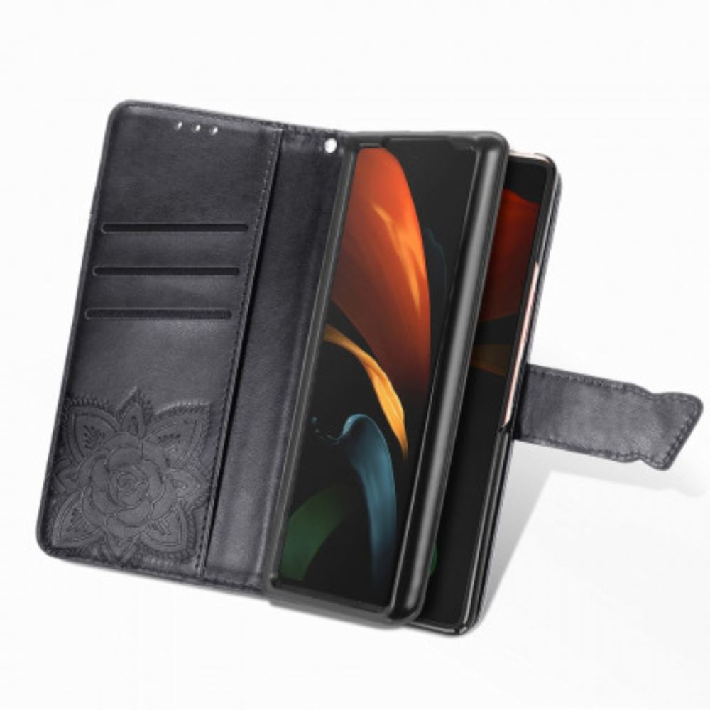 Flipové Pouzdro Na Samsung Galaxy Z Fold 2 Motýlí Design Se Šňůrkou