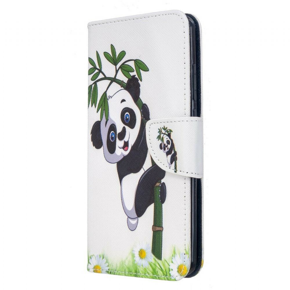 Kožené Pouzdro Na Xiaomi Redmi 8 Panda Na Bambusu