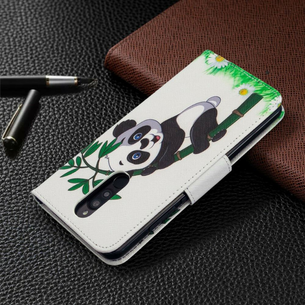 Kožené Pouzdro Na Xiaomi Redmi 8 Panda Na Bambusu