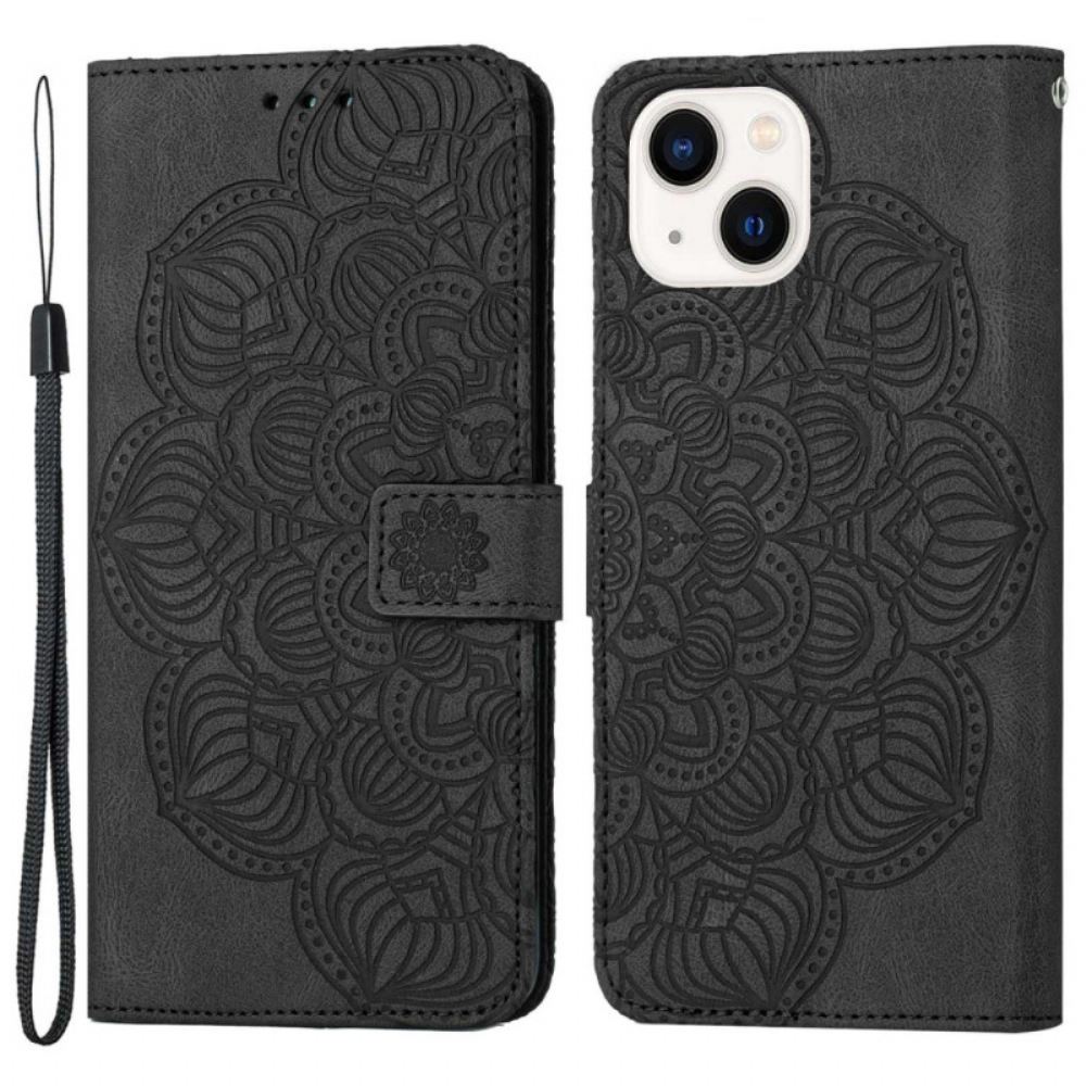 Flipové Pouzdro Na iPhone 14 Na Lana Strappy Mandala