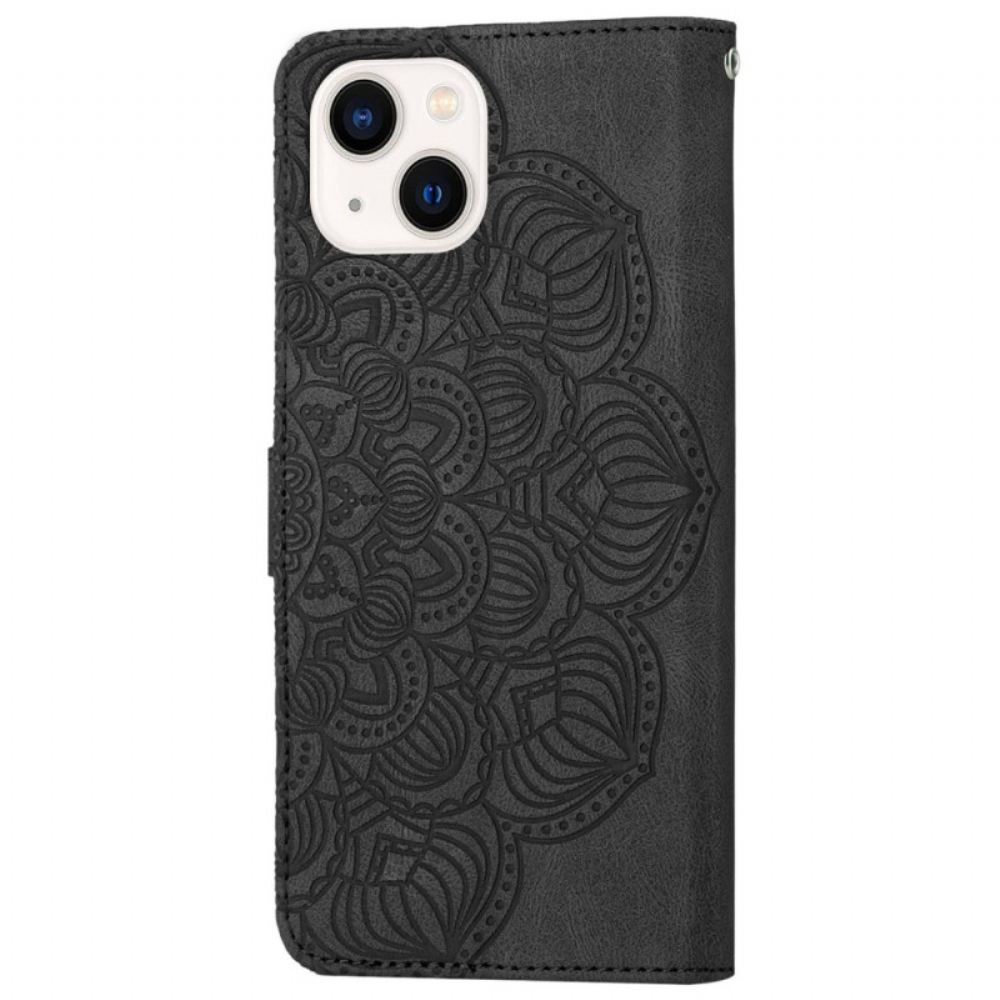 Flipové Pouzdro Na iPhone 14 Na Lana Strappy Mandala