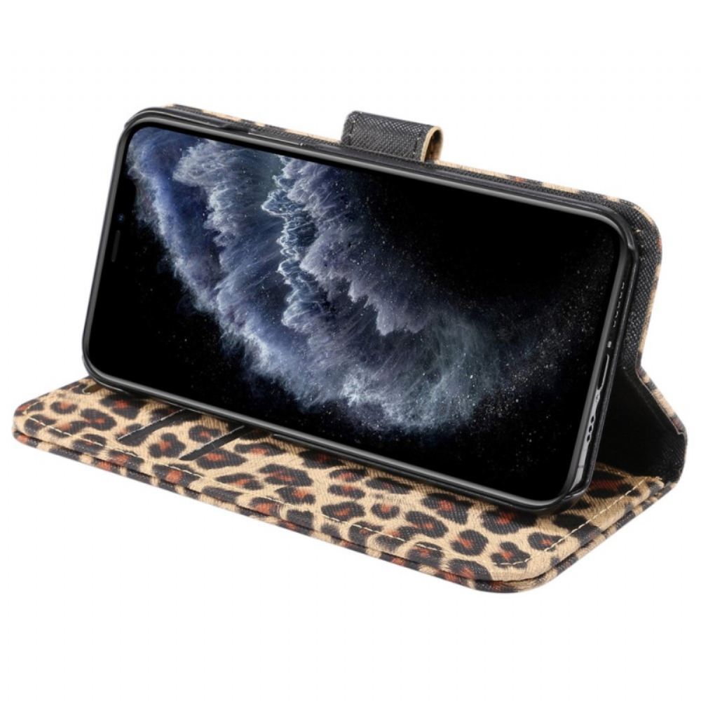 Kožené Pouzdro Na iPhone 14 Leopard