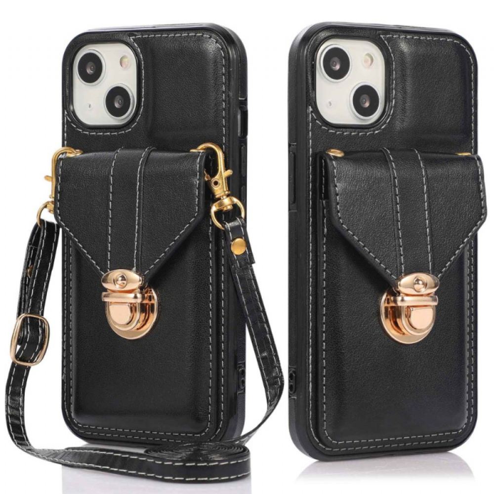 Kryt Na iPhone 14 Peněženkové Pouzdro Crossbody Peněženka